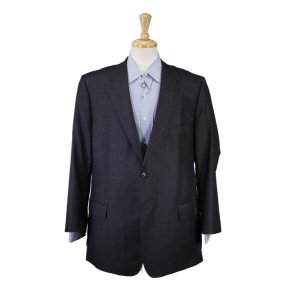 Alesso Italy Men's Black Blue Plaid Wool Fleece 2-Btn Sportcoat Blazer 48R - Picture 1 of 10
